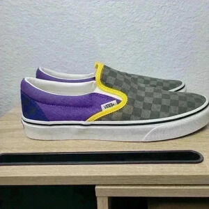 Vans Classic Slip-On OTW Rally Checkerboard Skate Shoe Navy/Green/Purple Sz 9